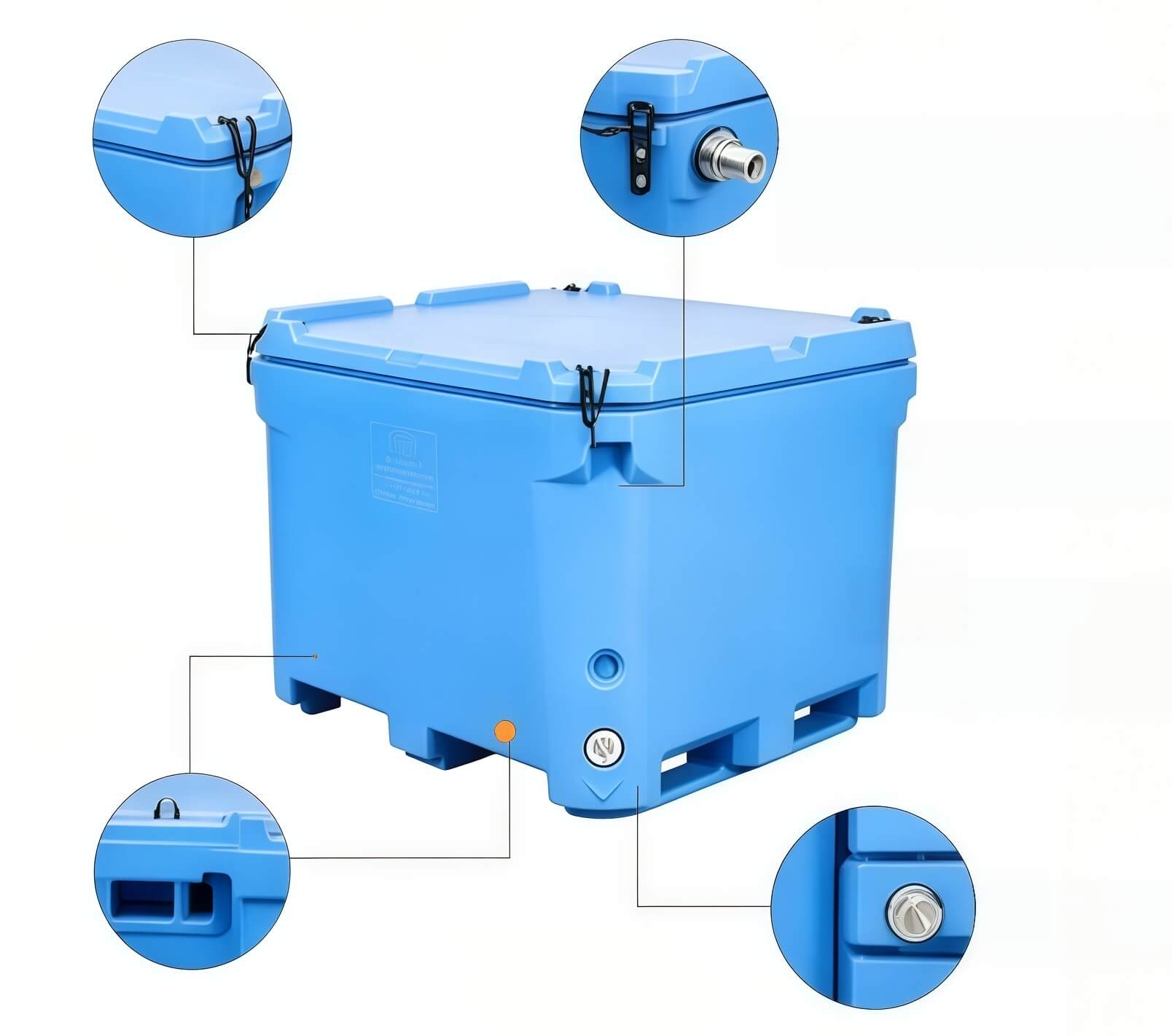 Insulated cooler box parts details